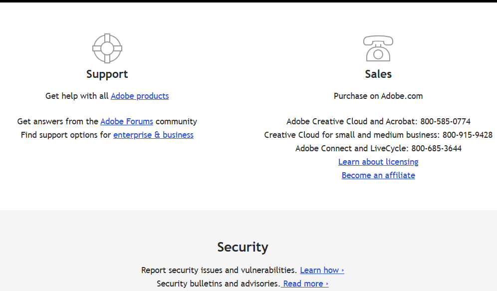 Adobe Contact Page