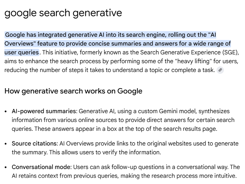 Google search generative