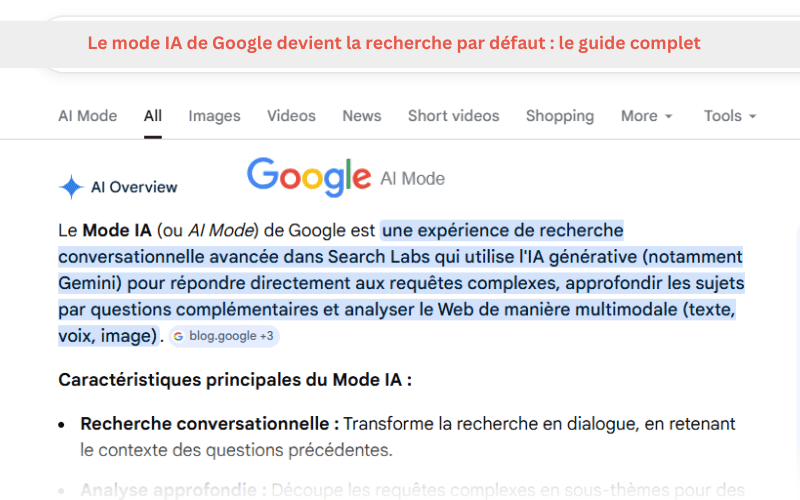 Le mode IA de Google devient le moteur de recherche par défaut